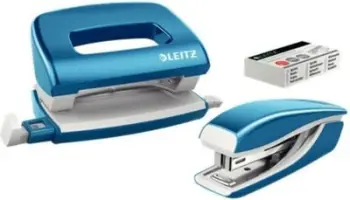 Set kapëse dhe grirëse Leitz Mini WOW, 10 fletë, blu