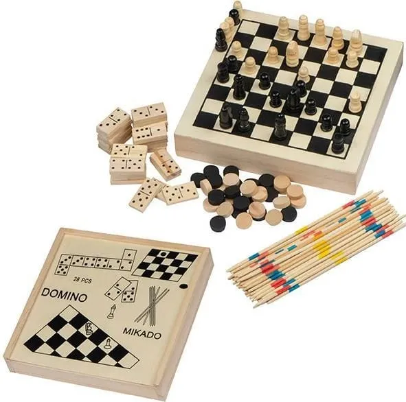 Set lojërash MACMA 21151, kuti druri, 4 lojëra - 1