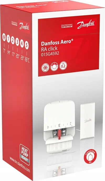 Kokë termostatike për radiator Danfoss Aero RA, me sensor, e bardhë - 4
