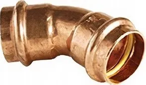 Bërryl bakri për gaz 45° Press, Ø15, femër femër - 1