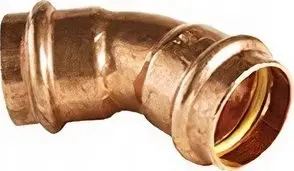 Bërryl bakri për gaz 45° Press, Ø15, femër femër