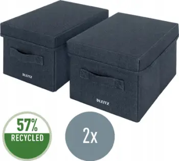 Kuti ruajtjeje Leitz Fabric Small, me kapak, set 2 copë, gri