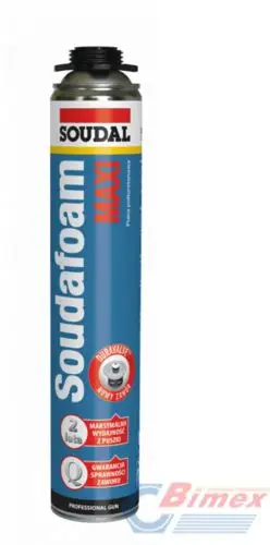 Shkumë poliuretani Soudal Gun Foam Maxi, 870ml, për pistoletë, e bardhë
