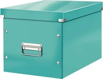 Kuti ruajtjeje Leitz WOW Click & Store Cube Large, karton premium, Ice Blue