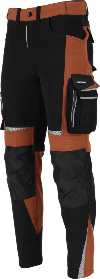 Pantallona pune Lahti Pro Stretch, madhësia XL, me xhepa Cordura, kafe e zezë