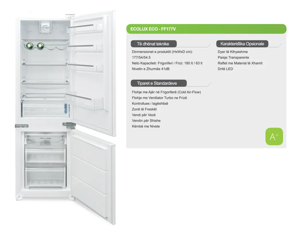 Frigorifer Montues 177cm Low Frost Ecolux – ECO FF177V - 2