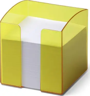Kuti shënimesh Herlitz Zettelkasten Trend, 800 fletëza, 90 x 90 mm, e verdhë transparente