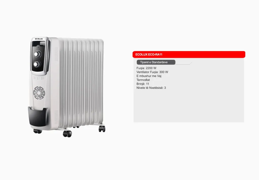 Radiator me Vaj 11 Brinjë 2500W Ecolux – ECO RA11 - 2