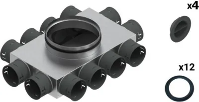 Kuti shpërndarëse ventilimi Spiroflex Vent Clear W1 Fi 75, aluzink, e hirtë - 1