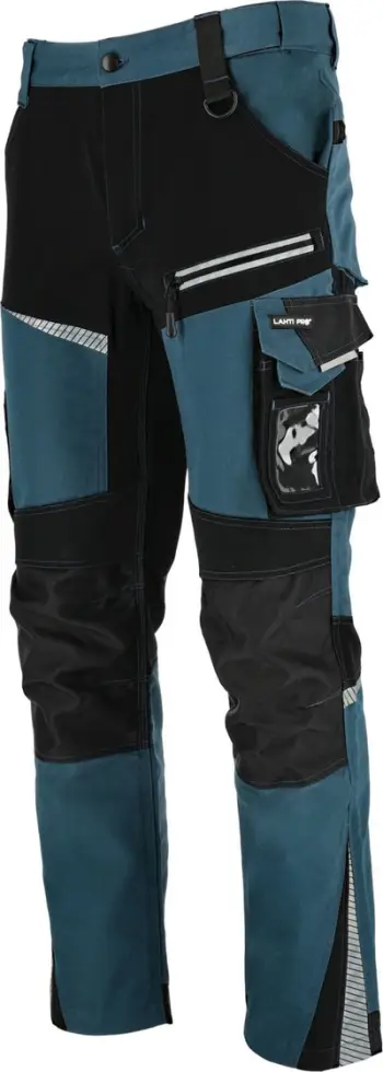 Pantallona pune Lahti Turquoise Black, elastike 4 way stretch, përforcuar me Cordura, CE, masa S
