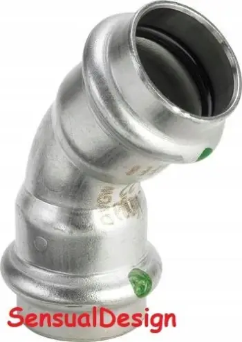 Bërryl inox Viega Sanpress Inox 2326, 22mm, 45°, me SC Contur