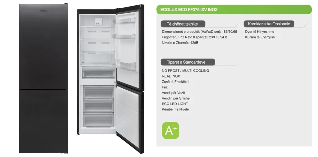 Frigorifer Ecolux – FF375 IXV INOX - 2