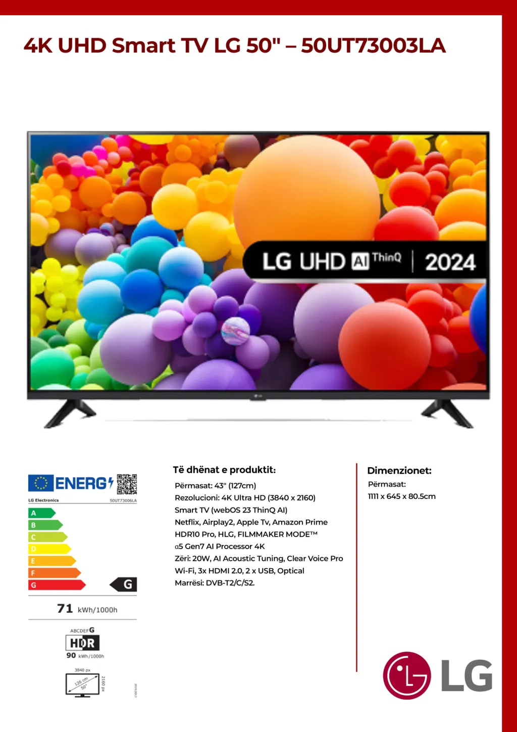 4K UHD Smart TV LG 50″ – 50UT73003LA - 2