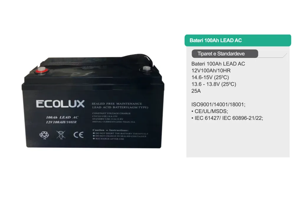 Bateri Ecolux – 100Ah LEAD AC - 2