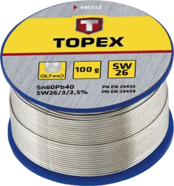 Tela saldimi Topex 44E532, 60% Sn, 1.5mm 100g, argjendtë