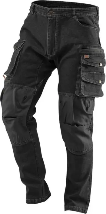 Pantallona pune Neo DENIM, XXXL, xhepa të shumtë, të zeza