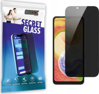 Xham mbrojtës GrizzGlass SecretGlass Samsung Galaxy A04s, efekt privatësie, transparencë e zezë