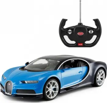 Makina me telekomandë Rastar Bugatti Chiron, shkalla 1/14, drita funksionale, e zezë