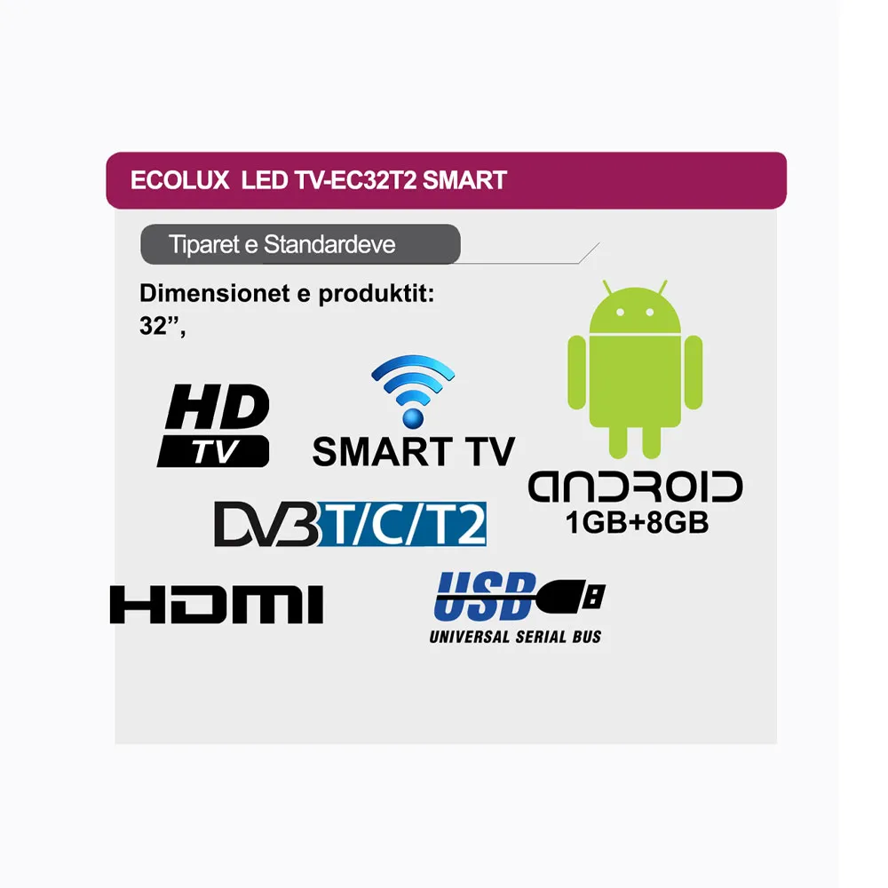 FULL HD LED Ecolux 32” – EC32T2/S2 - 2
