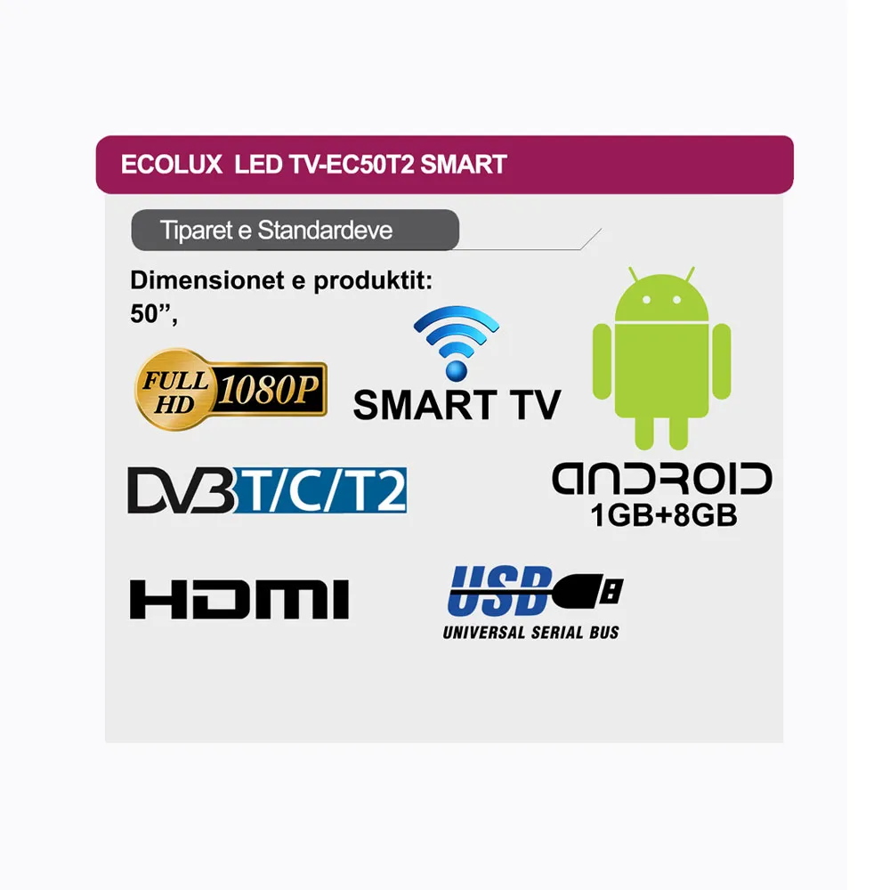 FULL HD LED Ecolux 50” – EC50T2/S2 - 2