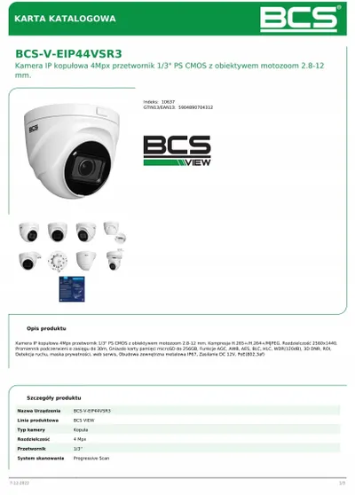 Kamerë dome IP BCS VIEW BCS-V-EIP44VSR3, 4MP, lente 2.8–12mm, e bardhë - 3