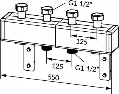 Kolektor ngrohjeje Afriso KSV 125, 2 qarqe, çelik, gri - 1