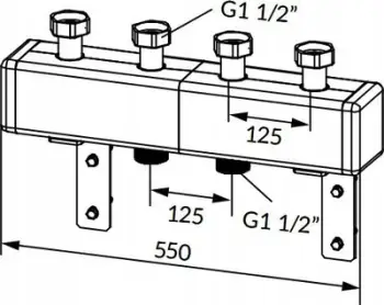 Kolektor ngrohjeje Afriso KSV 125, 2 qarqe, çelik, gri