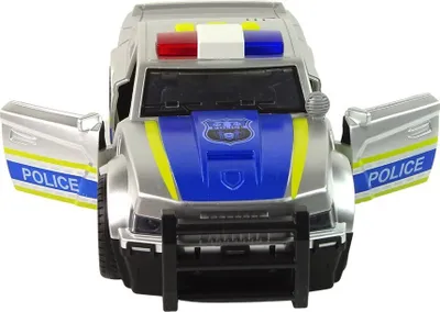 Makina policie lodër Leantoys, shkallë 1:14, drita dhe tinguj, argjendtë - 3