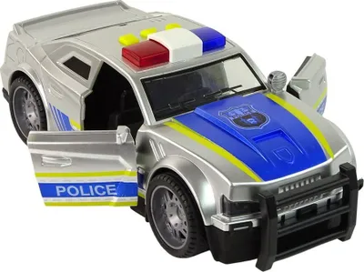 Makina policie lodër Leantoys, shkallë 1:14, drita dhe tinguj, argjendtë - 4