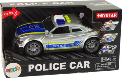 Makina policie lodër Leantoys, shkallë 1:14, drita dhe tinguj, argjendtë - 5