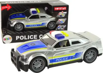 Makina policie lodër Leantoys, shkallë 1:14, drita dhe tinguj, argjendtë