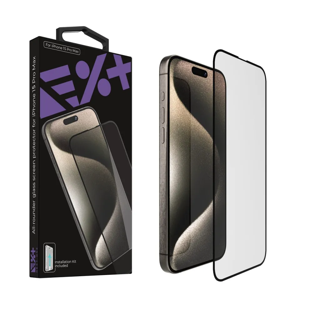 NEXT ONE All-rounder Glass Screen Protector for iPhone 15 Pro Max - 1