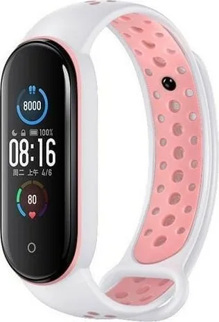 Rrip dore Beline Design për Mi Band 7 6 5, silikoni, i bardhë rozë - 1