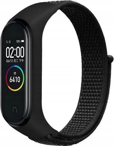 Rrip dore Beline NylonLoop për Mi Band 3/4/5/6/7, najlon, e rregullueshme, e zezë - 1