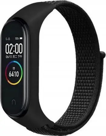 Rrip dore Beline NylonLoop për Mi Band 3/4/5/6/7, najlon, e rregullueshme, e zezë