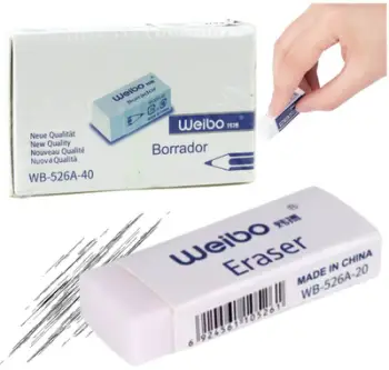 Gomë shkolle Weibo WB-526A, 3.5 cm, e bardhë