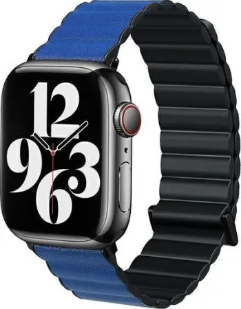 Rrip dore Beline për Apple Watch Magnetic Pro, 38/40/41mm, lëkurë dhe silikon, zi blu