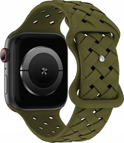 Rrip dore Beline për Apple Watch Silicone Woven, 38/40/41mm, ngjyrë ulliri - 1