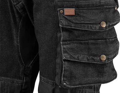 Pantallona pune Neo Work Denim, përforcuar, madhësia XL, të zeza - 2