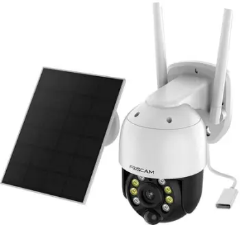 Kamerë e jashtme diellore Foscam 4MP, WiFi, vizion nate, e bardhë