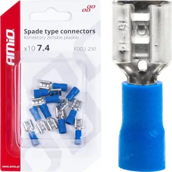 Konektorë të sheshtë femërorë 7.4mm, 1.5-2.5mm², 10 copë, blu