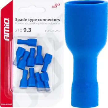 Konektorë të rrafshët femërorë të izoluar FDFD2-250, 0.75-2.5mm², paketim 10 copë, blu