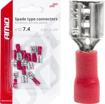 Konektorë të sheshtë femërorë të izoluar, 7.4mm, set 10 copë, të kuq