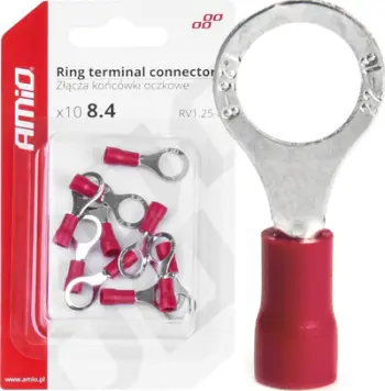Konektorë unazorë elektrikë, 8.4mm, set 10 copë, të kuq