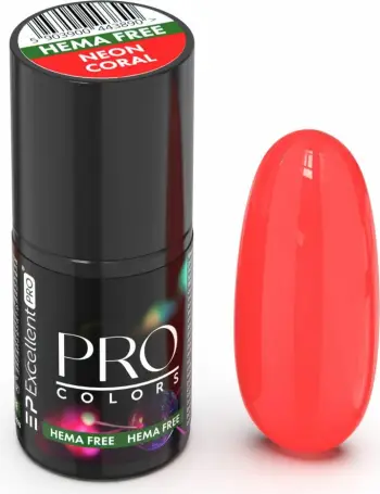 Llak për thonj për femra Excellent PRO Pro Colors Hema Free Hybrid 53 Neon Coral, 7g