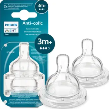 Gomnicë biberoni Philips Avent SCY763/02, anti kolik, rrjedhje mesatare 3m+, set 2 copë