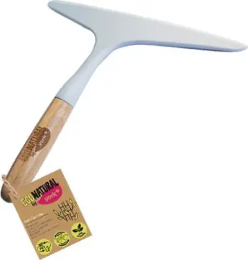 Pastrues xhamash York Bamboo Squeegee, teh i gjerë, dorezë bambuje, i bardhë