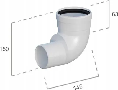 Koleno reduktuese Ricom 60/80, 90°, plastike, e bardhë - 2
