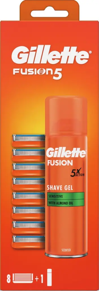 Set rroje Gillette Fusion, dorezë ergonomike, tehë Fusion, për meshkuj