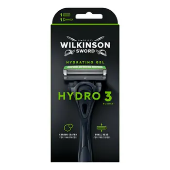 Set rroje për meshkuj Wilkinson Sword Hydro 3 Black Edition, brisk rroje + 1 kokë zëvendësuese